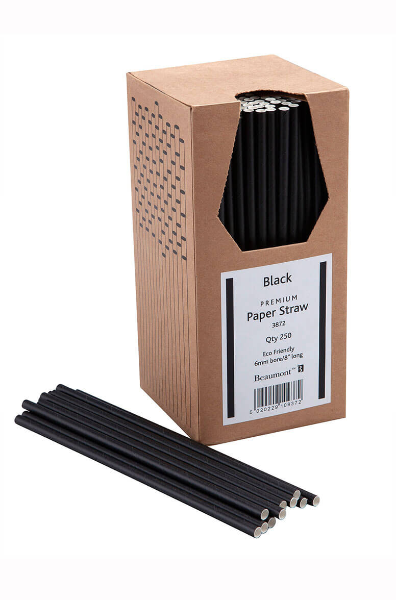 Black Paper Straws 8 inch 250 Pack (3872)